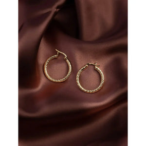 Elevate Your Style with Textured Chunky Gold Hoop Earrings - Perfect Gift in 14K Gold or Sterling Silver.