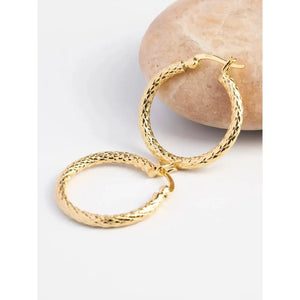 Elevate Your Style with Textured Chunky Gold Hoop Earrings - Perfect Gift in 14K Gold or Sterling Silver.