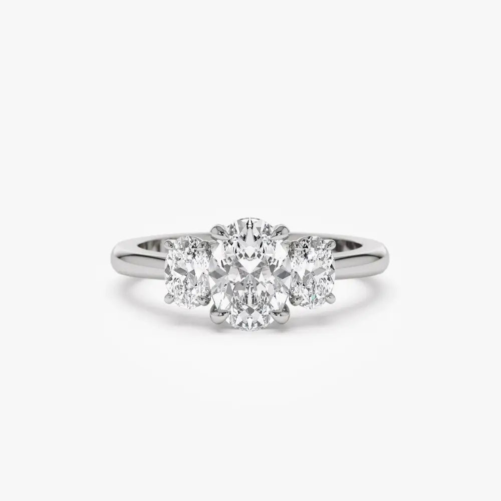 Engagement Ring Oval Shape, 1.50 Ctw 14K Gold Oval Shape Lab-Grown Diamond Three Stone Engagement Ring, Minimalist Wedding Ring, Serena