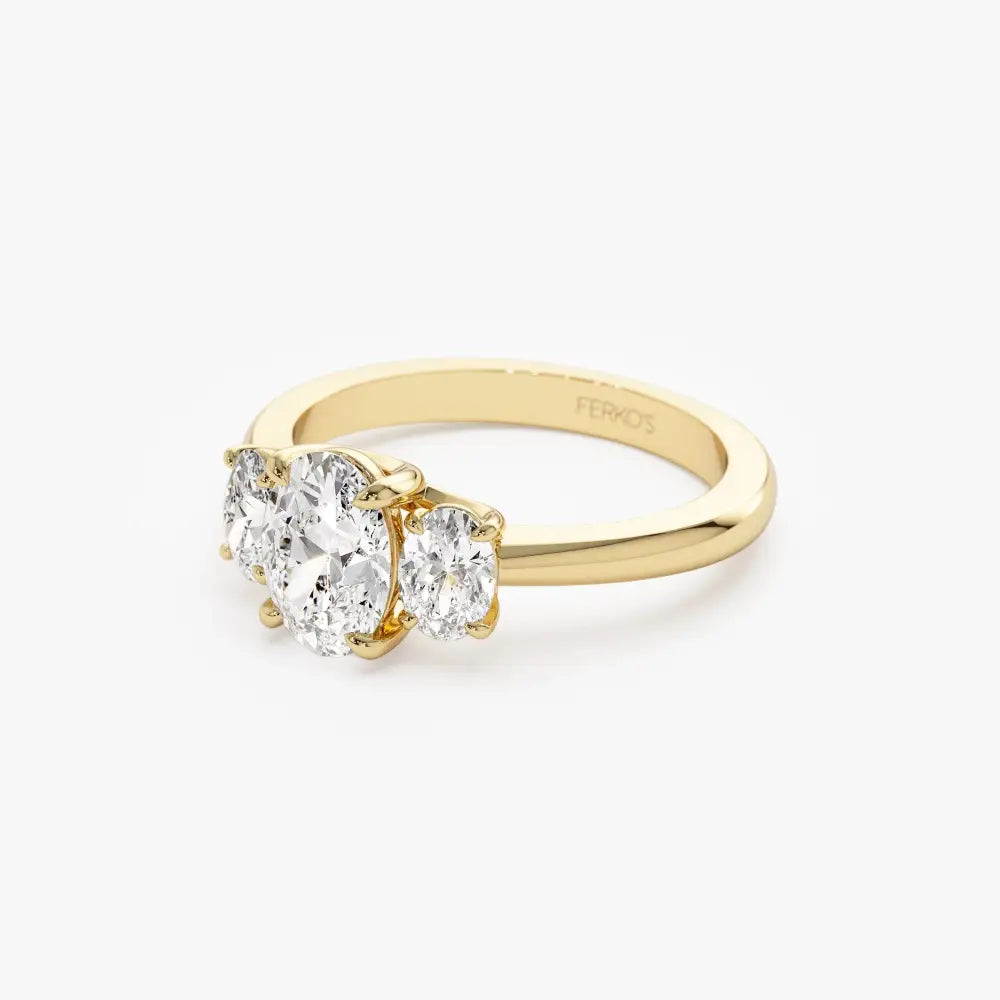 Engagement Ring Oval Shape, 1.50 Ctw 14K Gold Oval Shape Lab-Grown Diamond Three Stone Engagement Ring, Minimalist Wedding Ring, Serena