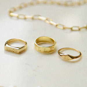 Engravable Geometric Band Ring 18Ct Gold Plate