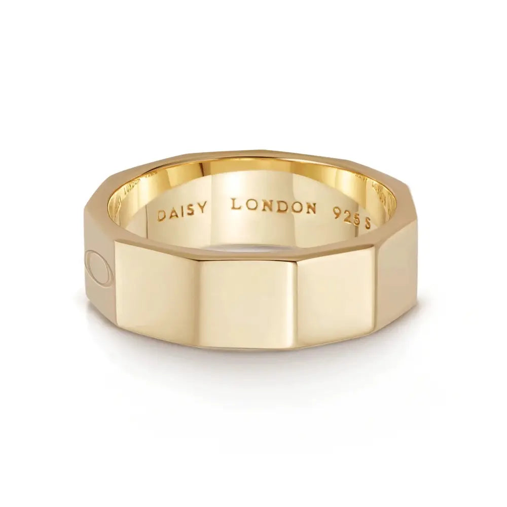 Engravable Geometric Band Ring 18Ct Gold Plate