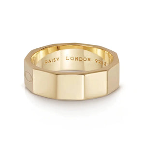Engravable Geometric Band Ring 18Ct Gold Plate