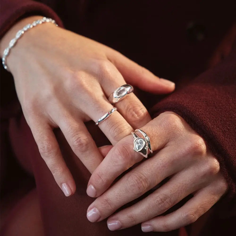 Estée Lalonde Chunky Sapphire Ring Sterling Silver