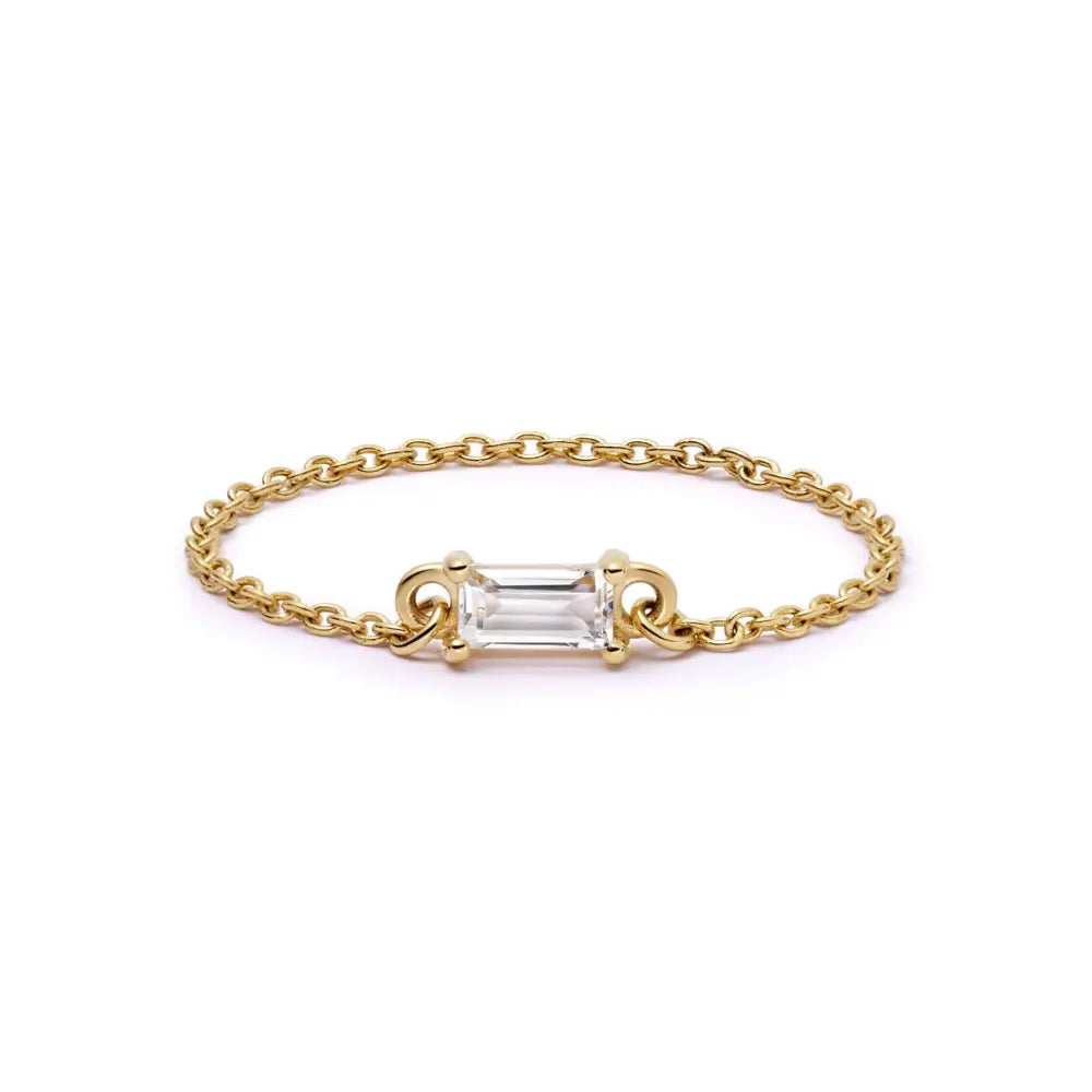 Estée Lalonde Fine Baguette Sapphire Chain Ring 14Ct Solid Gold
