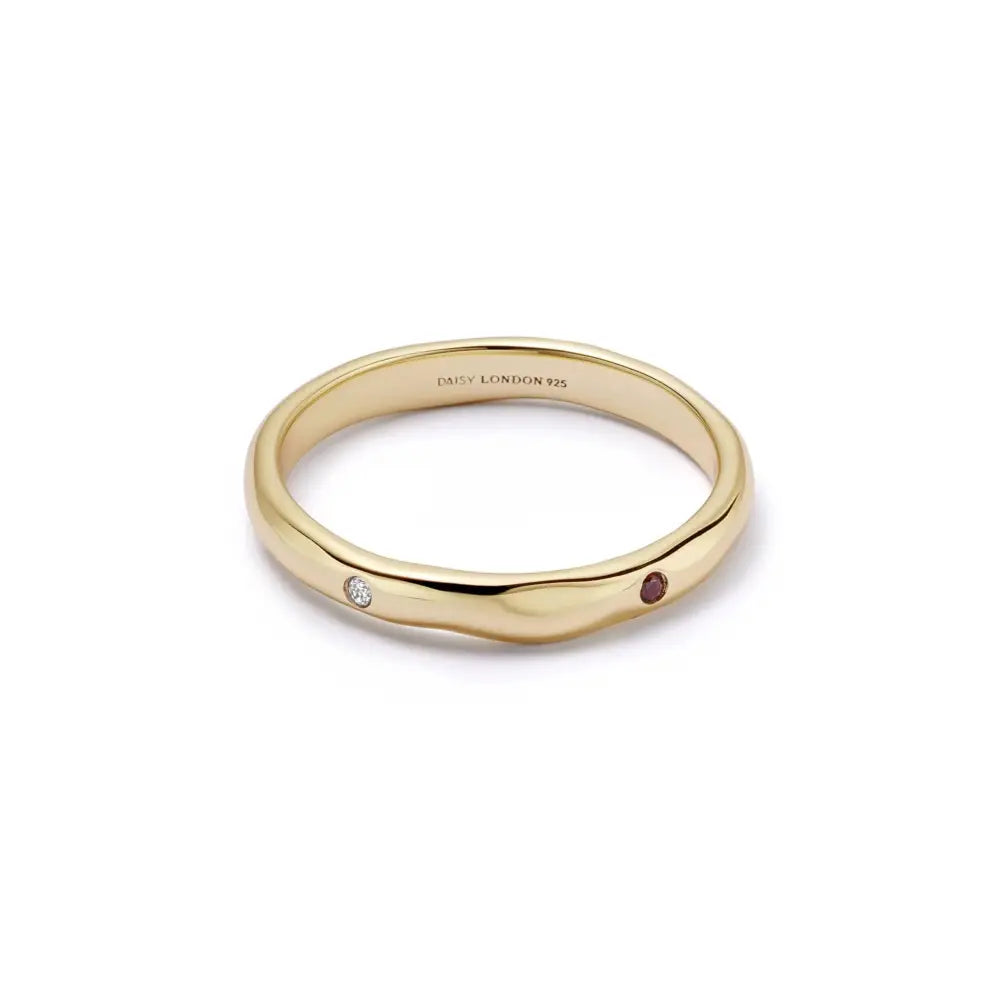 Estée Lalonde Garnet & Sapphire Band Ring 18Ct Gold Plate