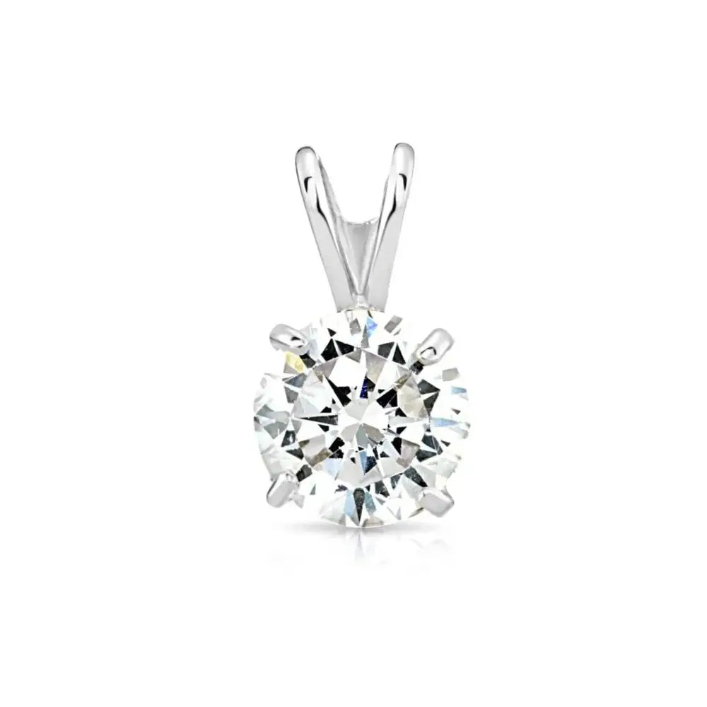 Exquisite 14K White Gold Classic Solitaire Pendant Necklace.