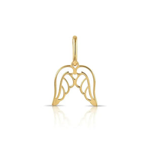 Exquisite 14K Yellow Gold Angel Wings Pendant with 18" Necklace – A Touch of Elegance.