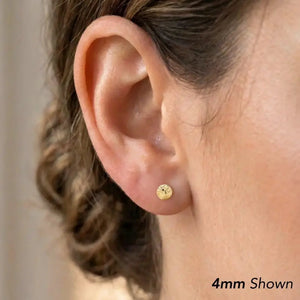 Exquisite 14K Yellow Gold Hand-Engraved Spiral Ball Studs.