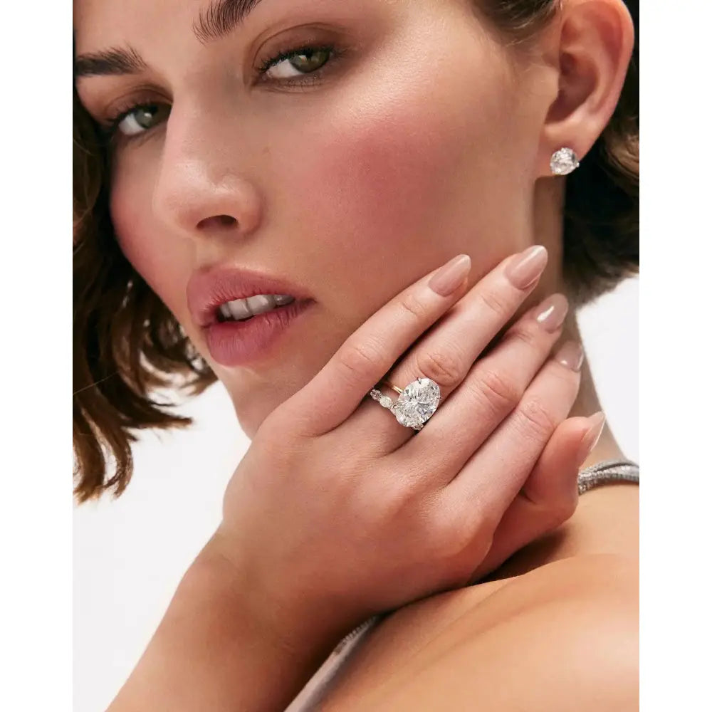 Exquisite 6.07 Carat Oval Lab Diamond in Whisper Thin® Setting.