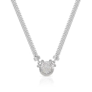Exquisite 925 Sterling Silver Italian Handmade Round Necklace with Secure Lobster Clasp.