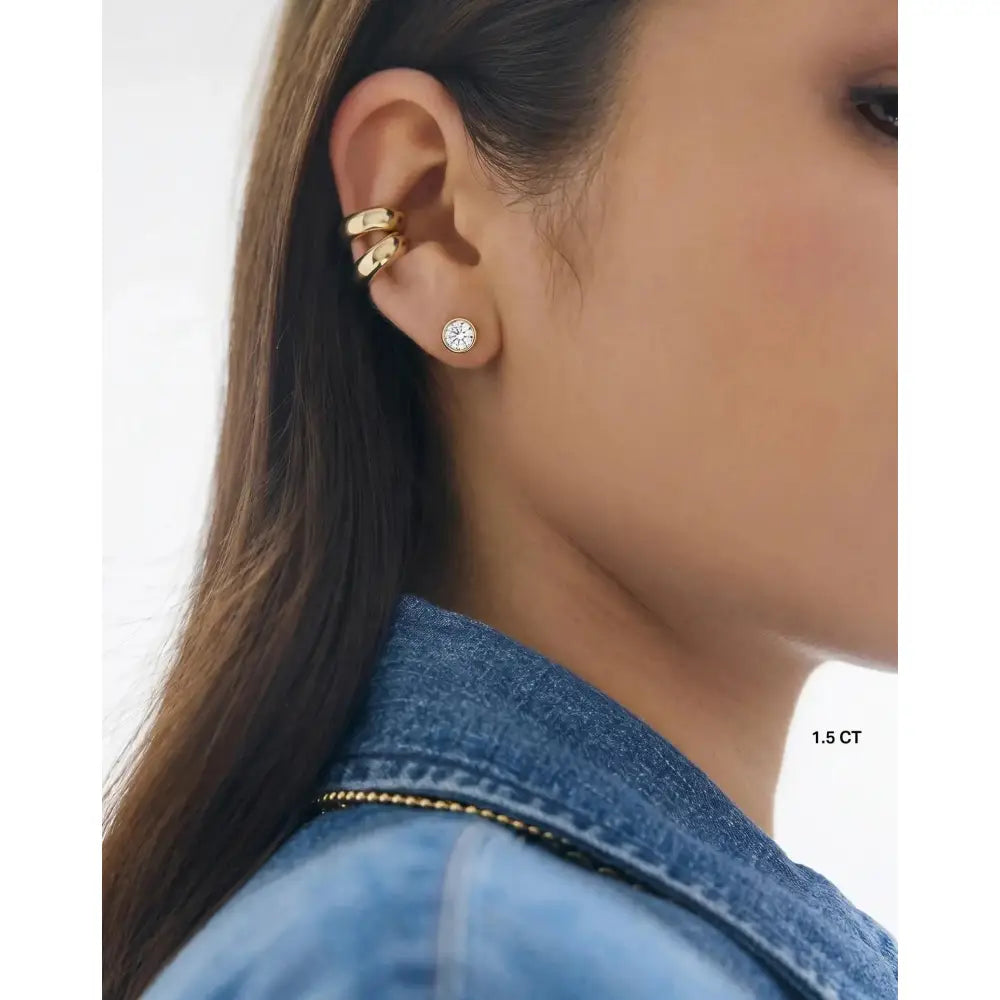 Exquisite Bezel-Set Round Lab Diamond Stud Earrings.