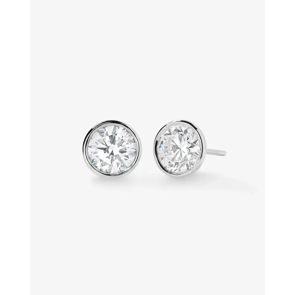 Exquisite Bezel-Set Round Lab Diamond Stud Earrings.