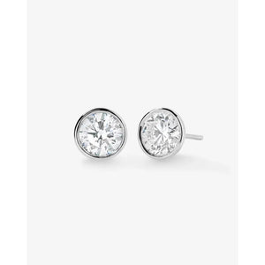 Exquisite Bezel-Set Round Lab Diamond Stud Earrings.