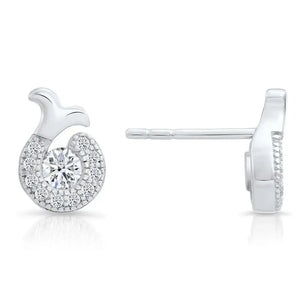 Exquisite CZ Shrimp Stud Earrings in Sterling Silver - A Delightful Seafood-Inspired Accessory.