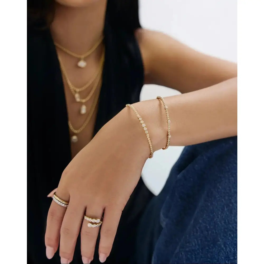Exquisite Diamond Bead Bangle - Elevate Your Elegance.