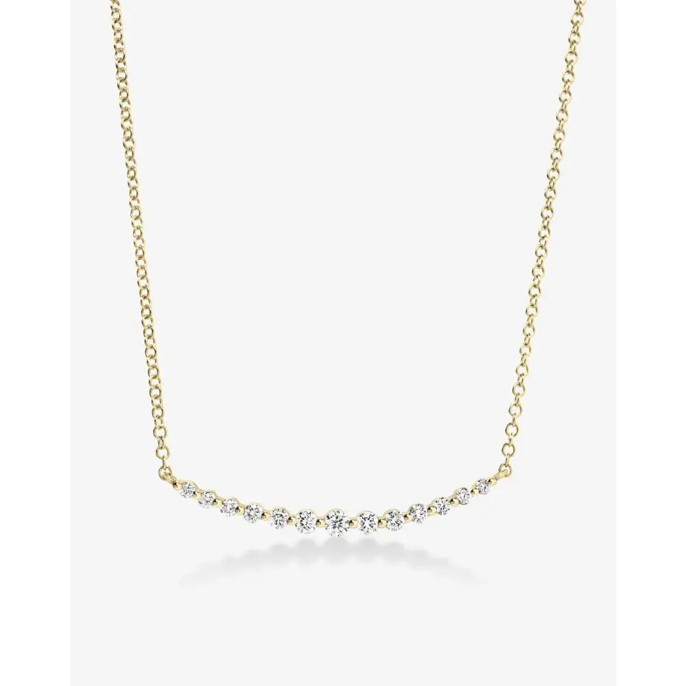 Exquisite Graduated Single Prong Diamond Necklace for Timeless Elegance.