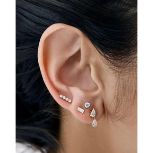Exquisite Lab Diamond Row Flatback Earrings - Timeless Elegance!.