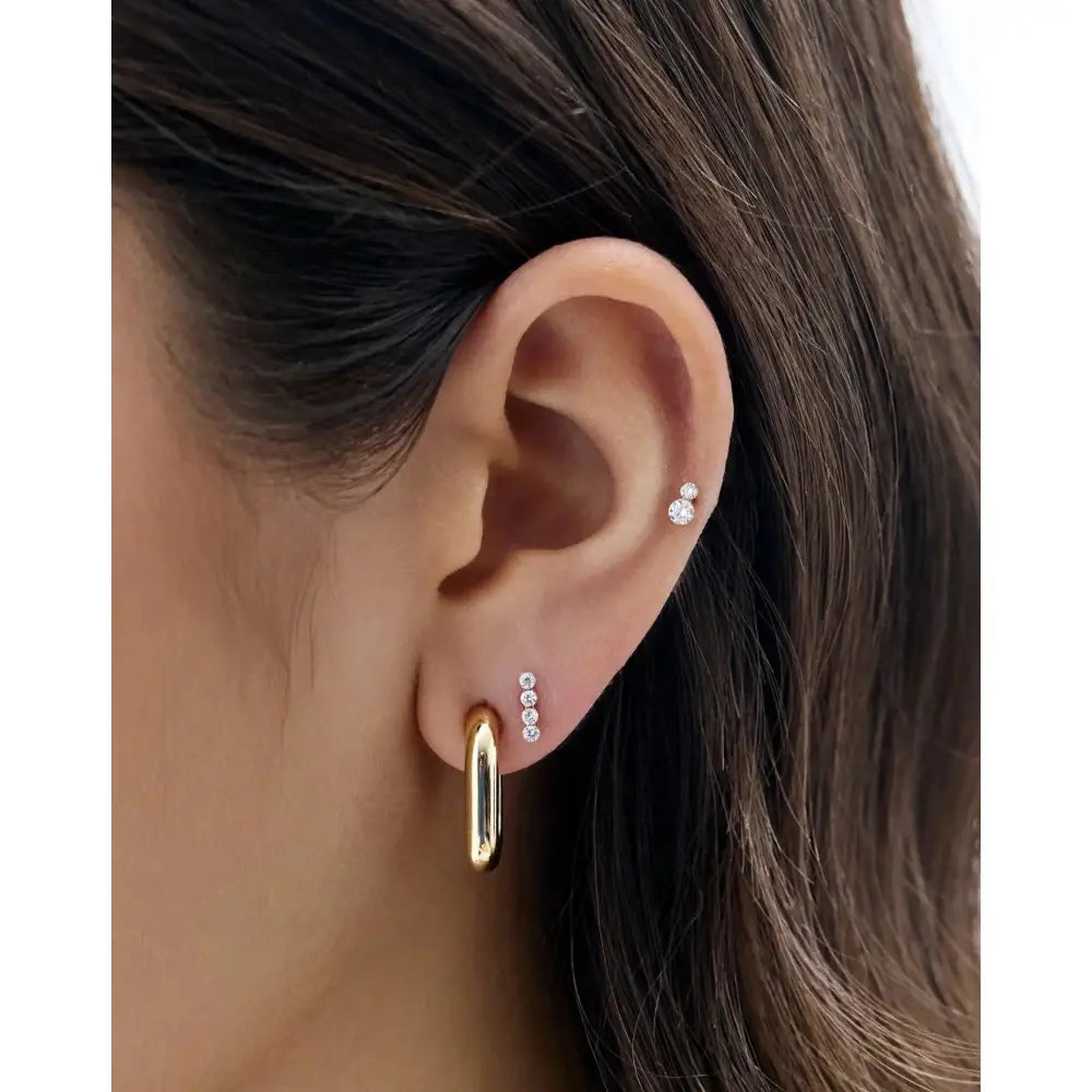Exquisite Lab Diamond Row Flatback Earrings - Timeless Elegance!.