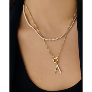 Exquisite Large Diamond Initial Pendant - Personalize Your Elegance.