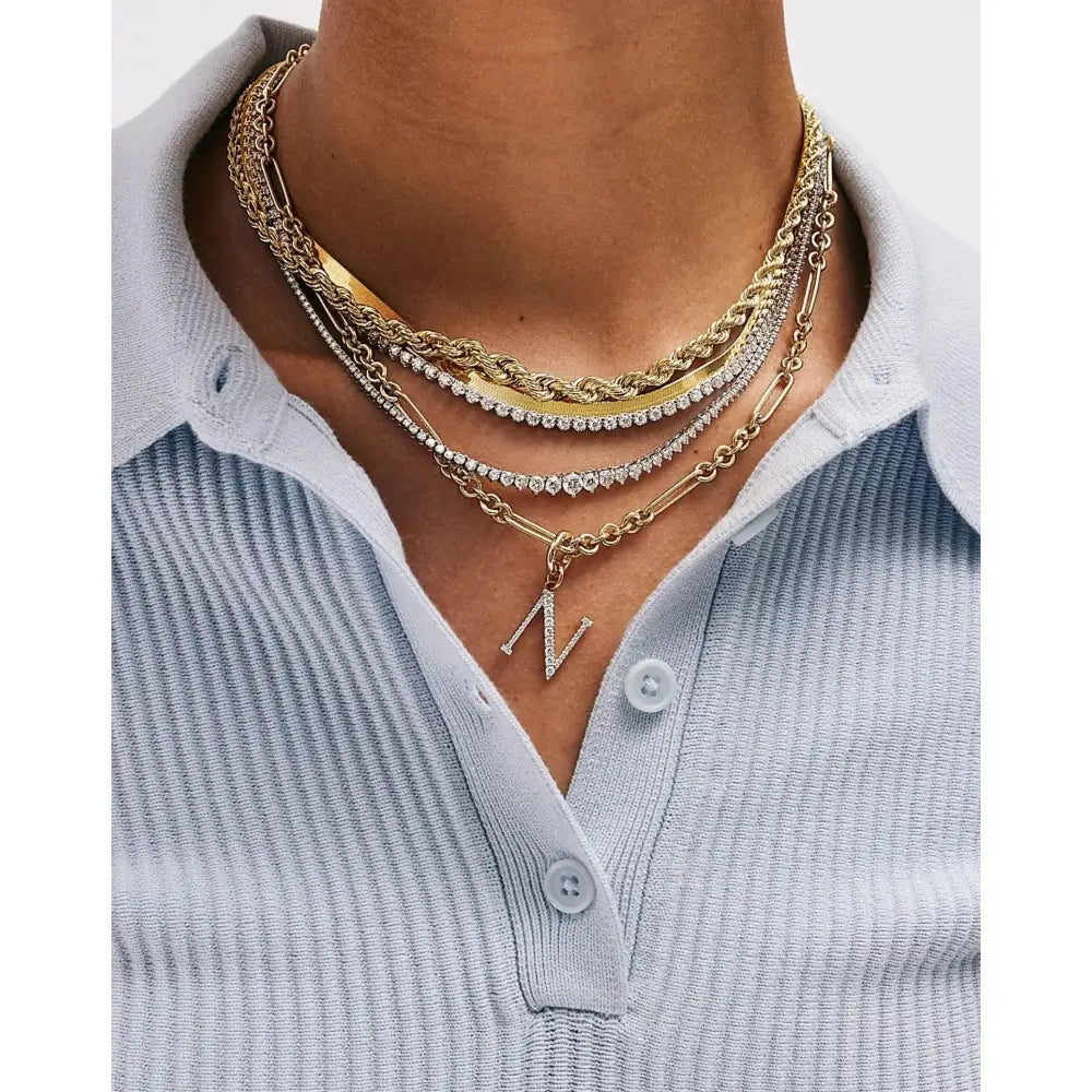 Exquisite Large Diamond Initial Pendant - Personalize Your Elegance.