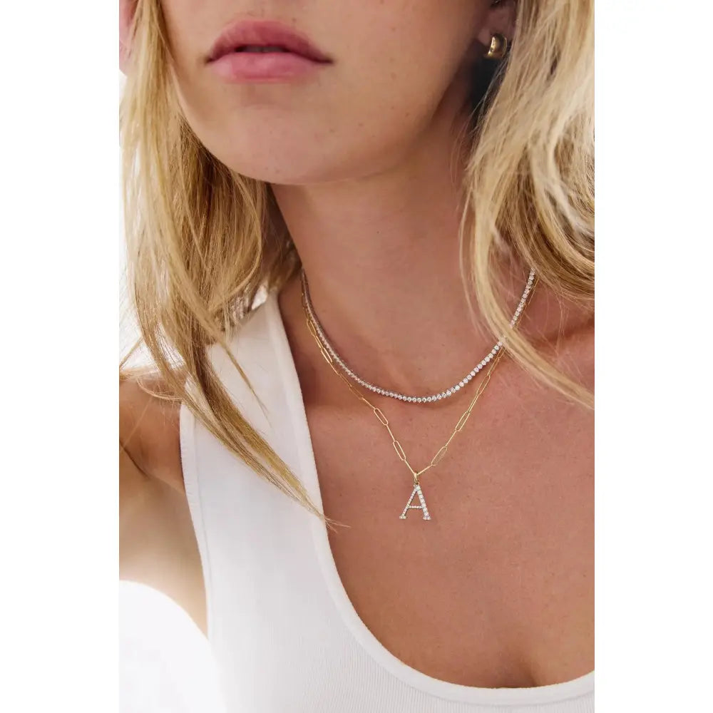 Exquisite Large Diamond Initial Pendant - Personalize Your Elegance.