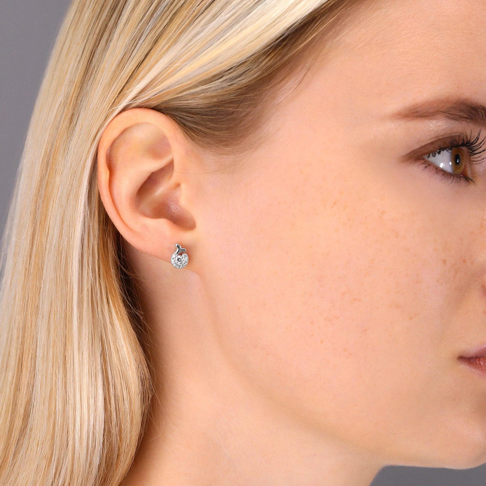 Exquisite CZ Shrimp Stud Earrings in Sterling Silver - A Delightful Seafood-Inspired Accessory.