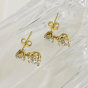 Genuine Moissanite Double Drop Earrings: Platinum Overlay Sterling Silver