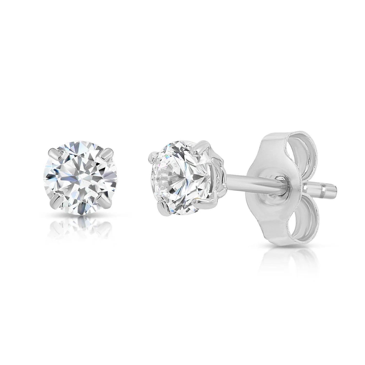 Set of 5! 925 Solid Sterling Silver Basket Set round CZ Stud Earrings, Pushback Sleeper Studs, Simulated Diamond, Unisex, by TILO Jewelry