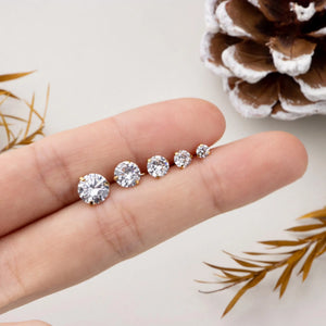 2-8 Mm round CZ Earrings,Tiny Diamond Earrings,Titanium Steel Cz Earrings,Gemstone Screw Back Earrings,Wedding Cz Earrings,Stacking Earrings