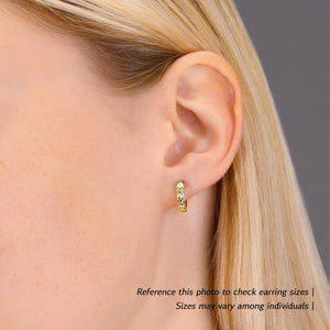 Stunning 14K Solid Gold Diamond-Cut Huggie Hoop Earrings for Women and Kids.