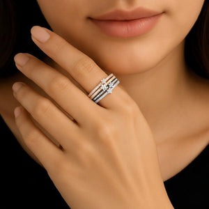 Dainty Sterling Silver Flower Stackable Band Rings Set – Perfect for Birthdays, Anniversaries & Everyday Spring Style.