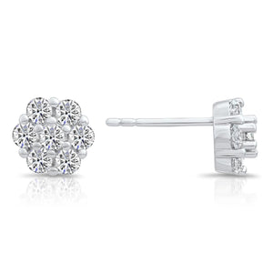 Stunning CZ Flower Stud Earrings in Sterling Silver - Perfect Gift!.