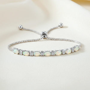Sterling Silver Fire Opal Adjustable Bracelet