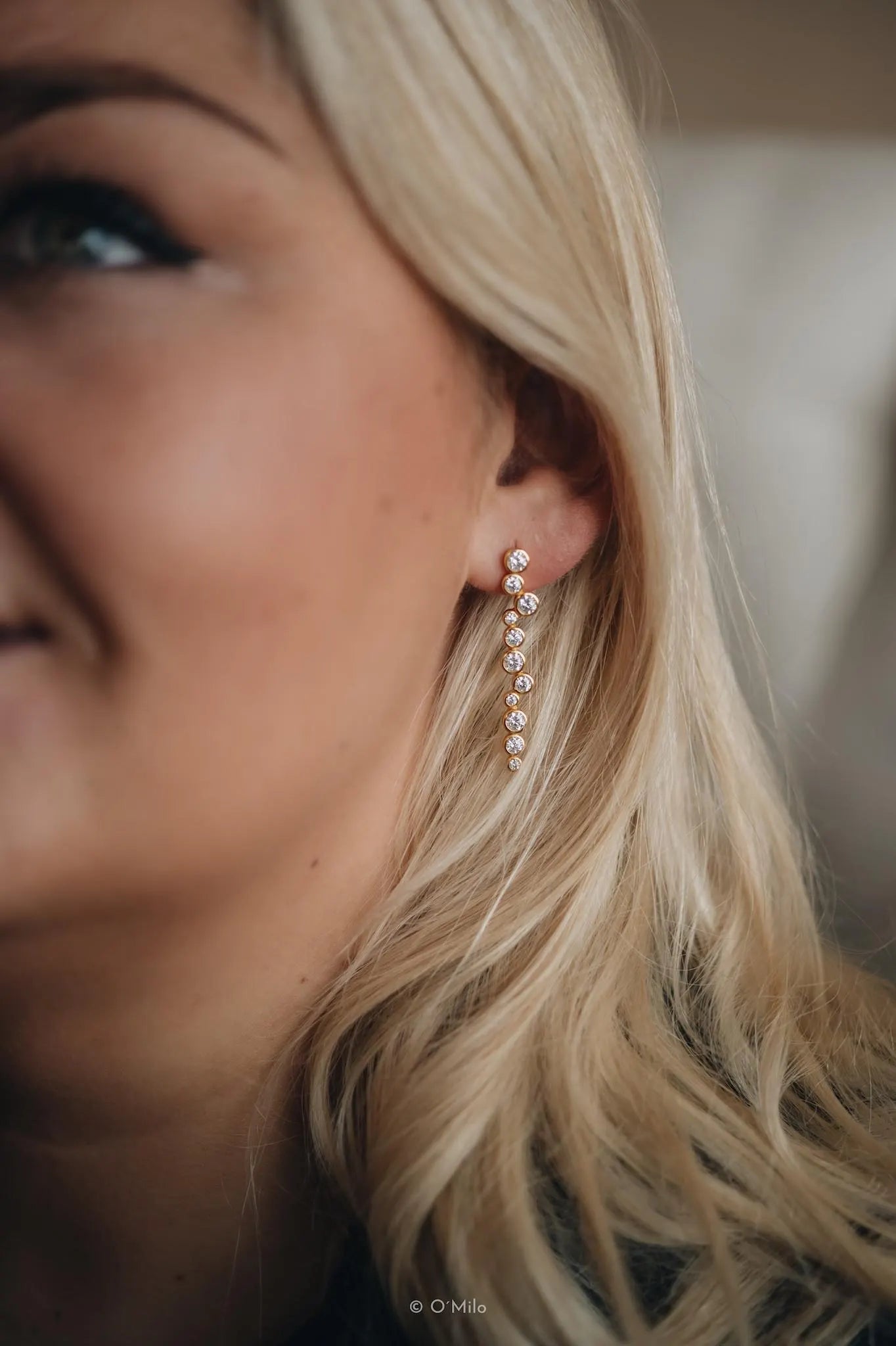 Gold Crystal Drop Wedding Earrings: CZ Diamond Dangle, Sterling Silver "ELEONORA"