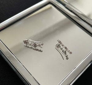 Beautiful 925 Sterling Silver and Sparkly Clear Cubic Zirconia Crystal Ear Climbers Earrings Gift