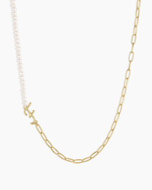 Lou Pearl Alphabet Necklace NikNenz™ Premium Gold & Diamonds