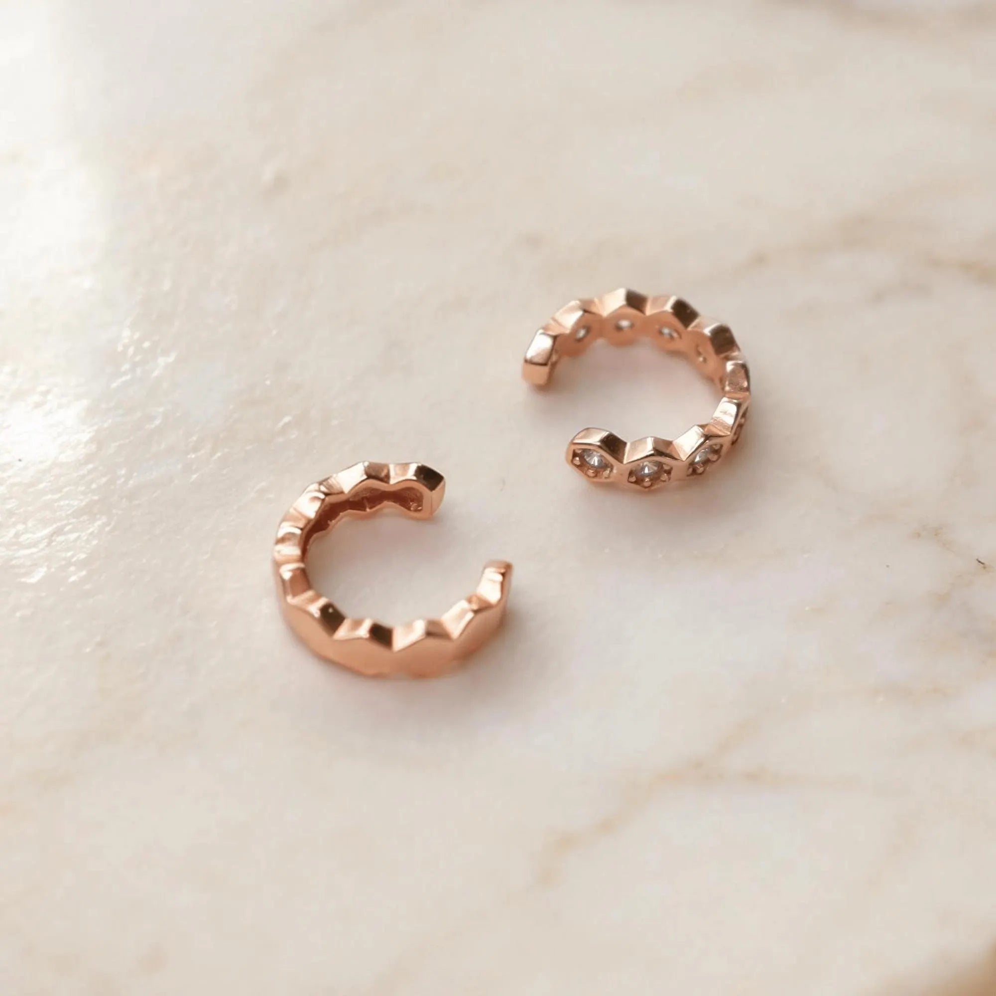 Rose Gold Ear Cuffs, Diamond Cartilage Ear Wrap, No Piercing, Minimalist Cuff Jewelry