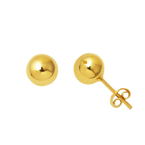 14K Solid Gold Ball Stud Earrings, Yellow Gold Ball Earrings 8Mm, Gold round Ball Stud Sleeper Earrings, Classic Jewelry