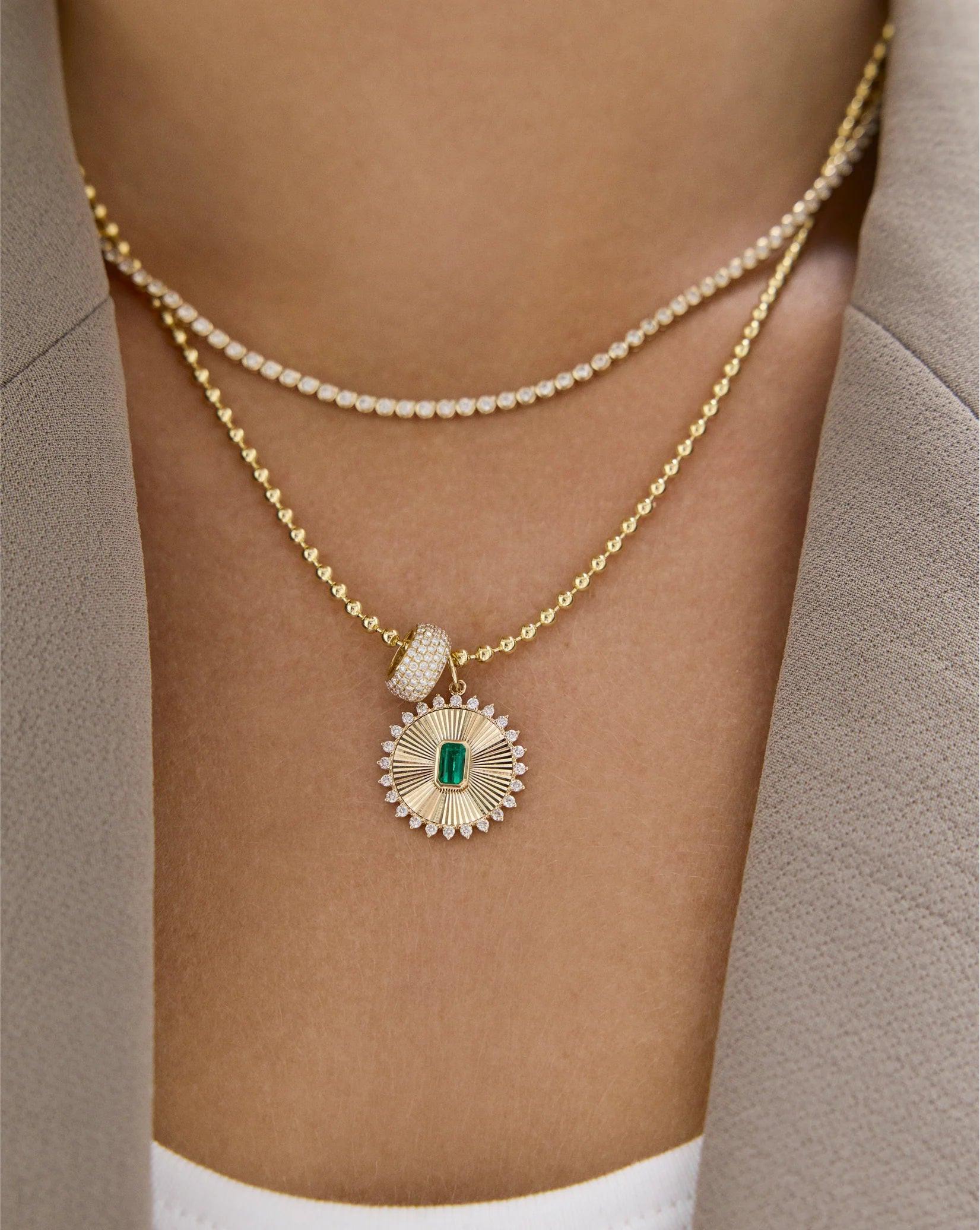 Stunning Fluted Emerald Pendant - Elevate Your Elegance.