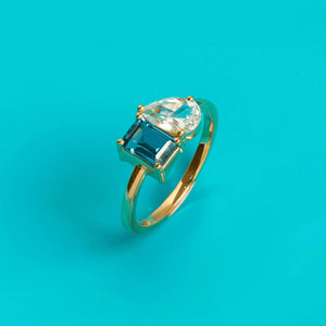 Toi Et Moi Gemstone Classic Ring NikNenz™ Premium Gold & Diamonds