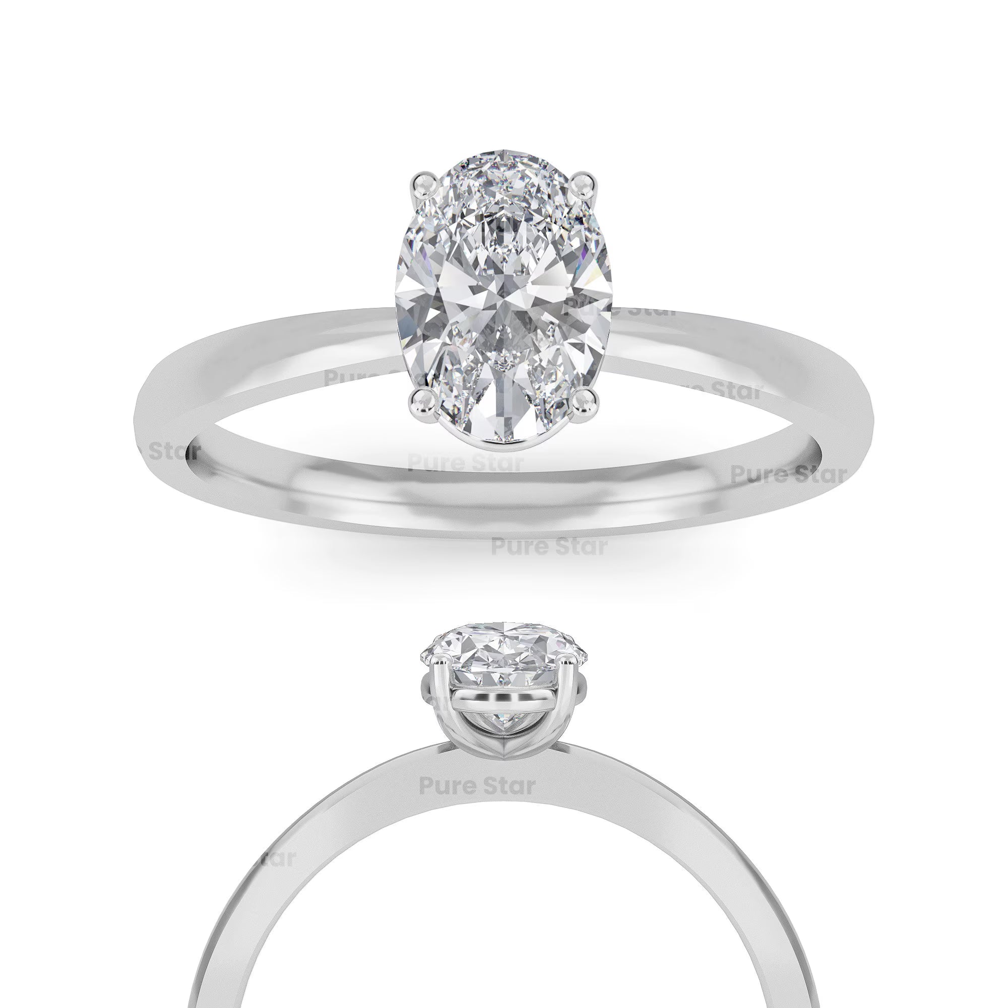 Oval Lab Grown Diamond Engagement Ring Solitaire Wedding Ring 1St Anniversary Ring Gift Simple Oval Diamond Ring for Proposal Oval Brilliant