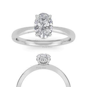 Oval Lab Grown Diamond Engagement Ring Solitaire Wedding Ring 1St Anniversary Ring Gift Simple Oval Diamond Ring for Proposal Oval Brilliant