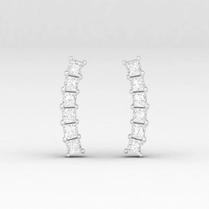 Princess Diamond Ear Climber, Princess Diamond Ear Crawler, Gift Idea , Earring for Women, Princess Cut Diamond Earrings, Diamond Earrings