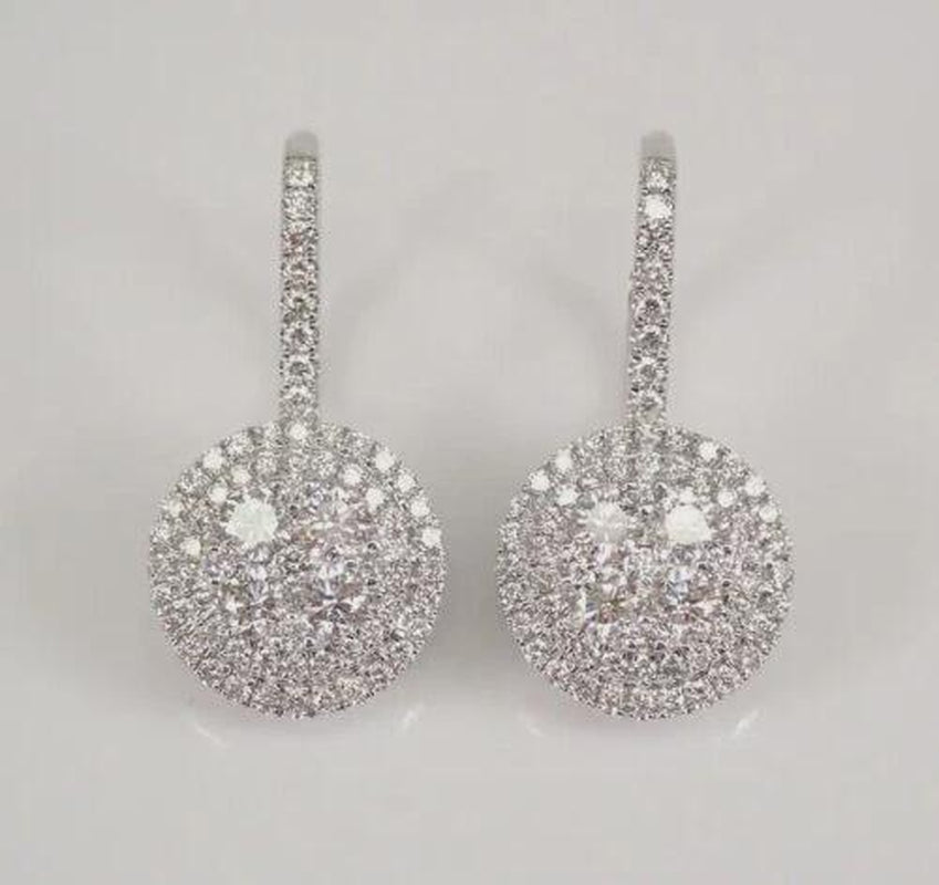 2Ct Lab Created Diamond round Drop & Dangle Earrings 14K White Gold Plated