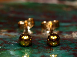 Elegant 24K Gold 3mm Ball Stud Earrings - Timeless Minimalist Design in Pure Solid Gold.