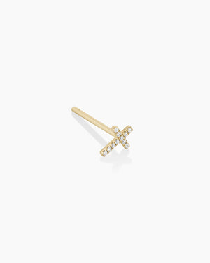 14K Diamond Cross Single Stud
