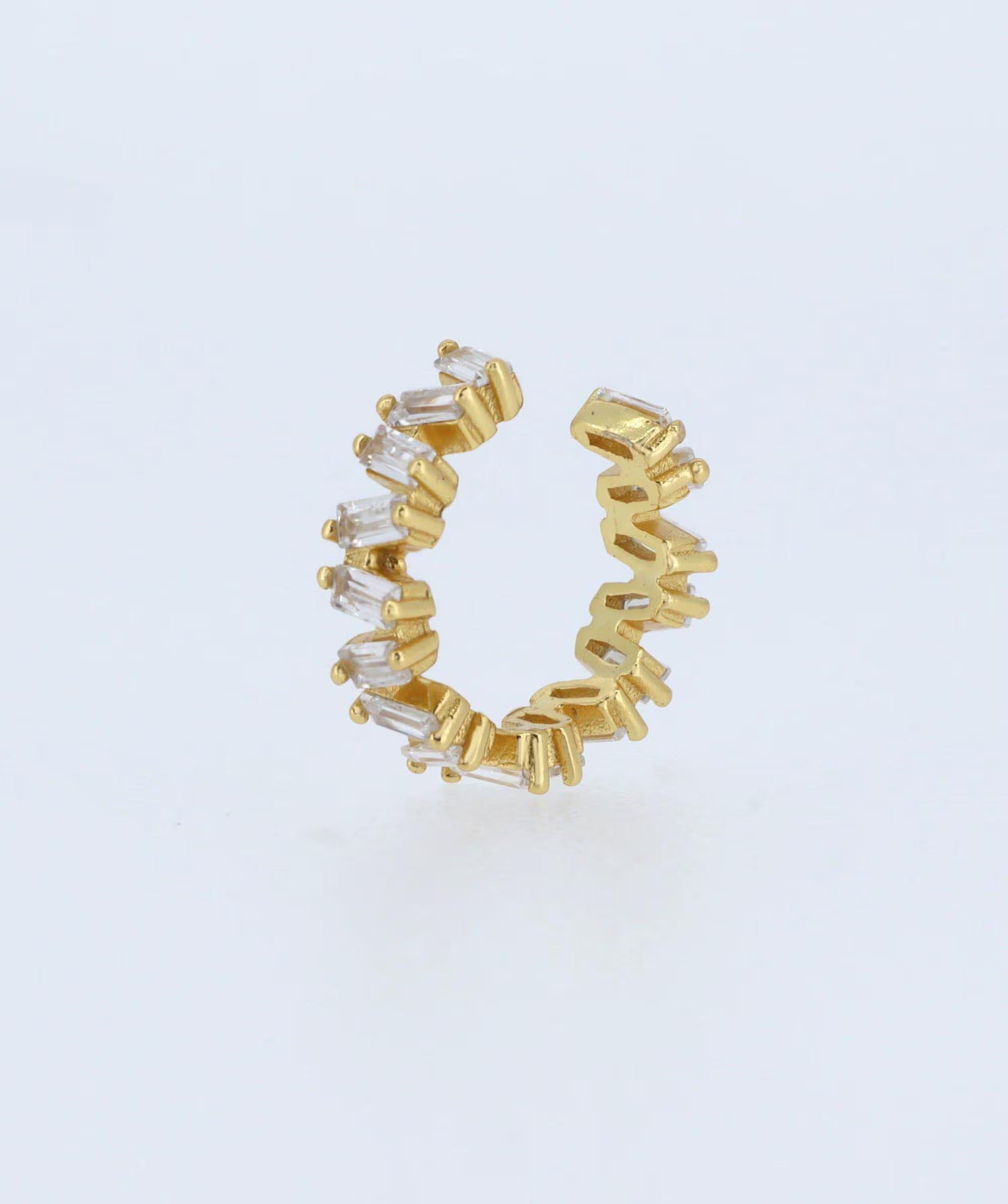 Baguette Diamond CZ Ear Cuffs, Non Pierced Conch Wrap No Piercing Cartilage Jewelry