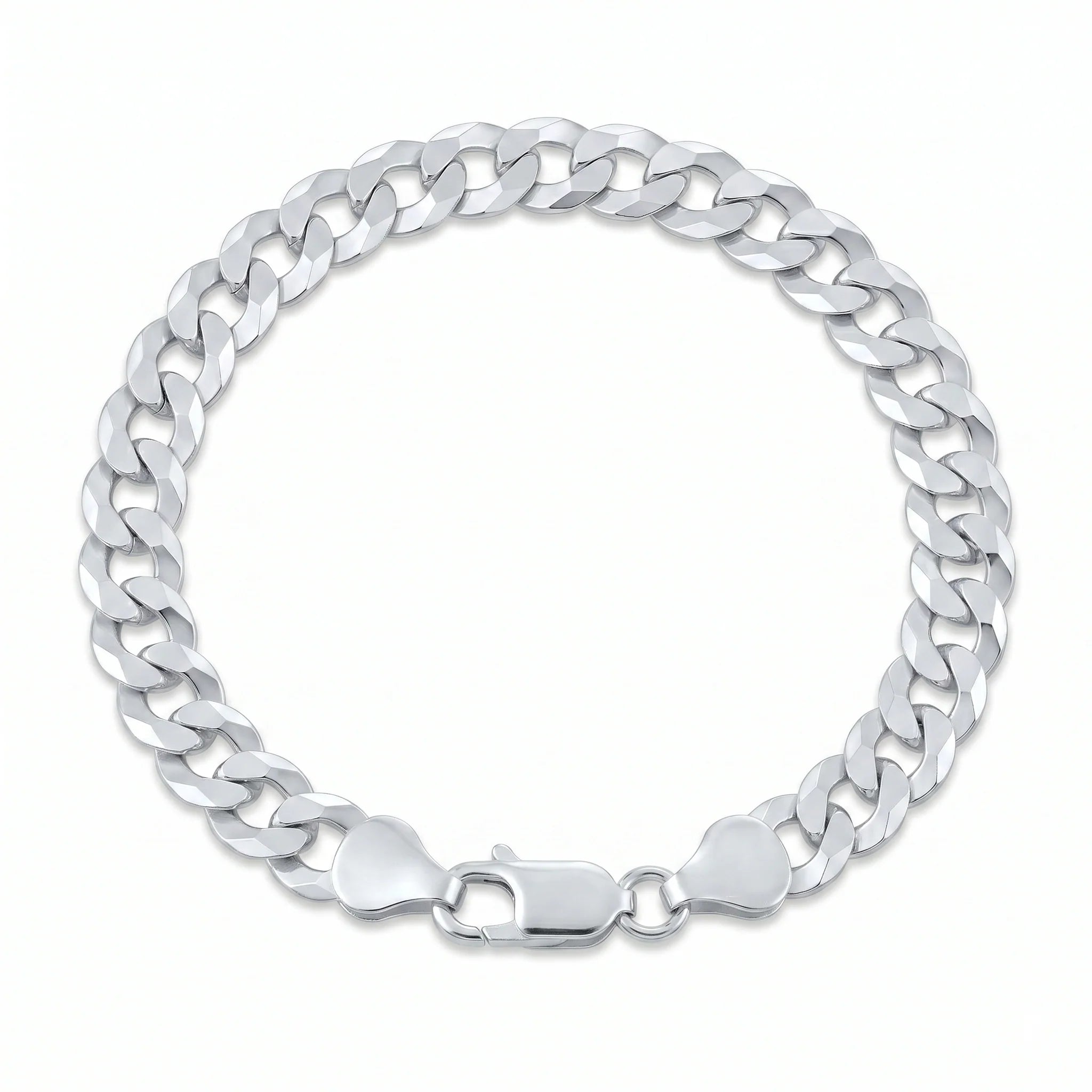 Sterling Silver Italian Curb Link Bracelet, Lobster Lock