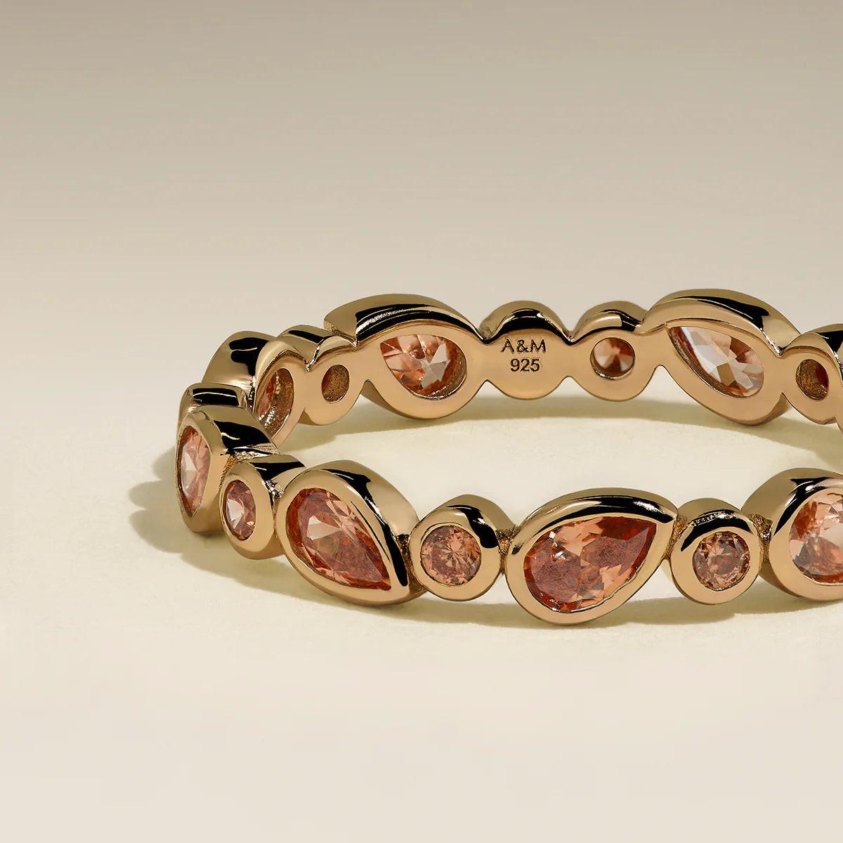 Stunning Gold Sunset Pear Band Ring - Perfect for Every Occasion!.